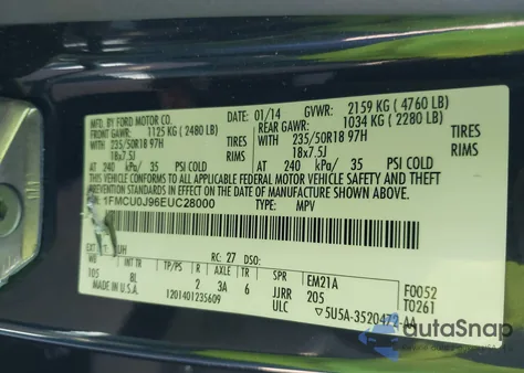 2014 Ford Escape Titanium from USA, damaged, VIN 1FMCU0J96EUC28000